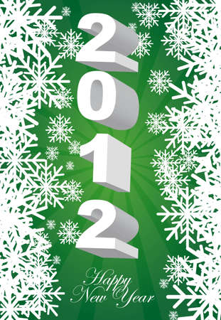 2012 green card with snowflakes background. vectorのイラスト素材