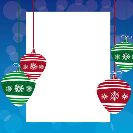 christmas balls with space advertising over blue background. vectorのイラスト素材