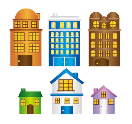 buildings and houses with window isolated. vectorのイラスト素材