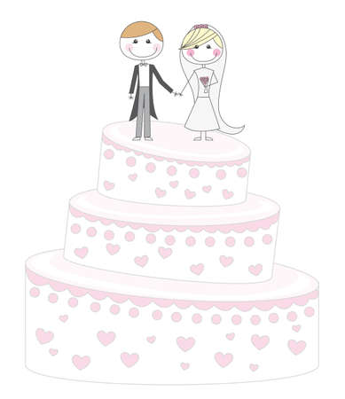 cute cake just married cartoon over white background. vector のイラスト素材