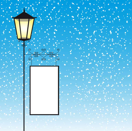 lamp street with space to copy over winter landscape. vectorのイラスト素材