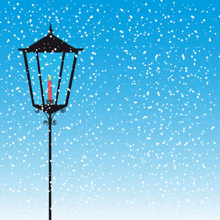 lamp street with candle over snow vector illustration のイラスト素材