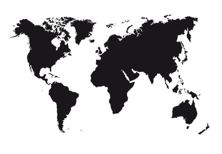 black silhouette map isolated over white background. vectorのイラスト素材