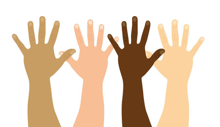 open hands isolated over white background. vector illustrationのイラスト素材