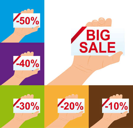 hand holding discount card vector illustrationのイラスト素材