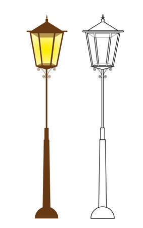 lamp street and silhouette lamp street. vector illustrationのイラスト素材