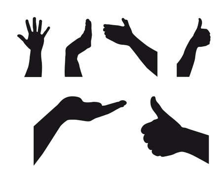 black silhouette hands over white background. vector illustrationのイラスト素材