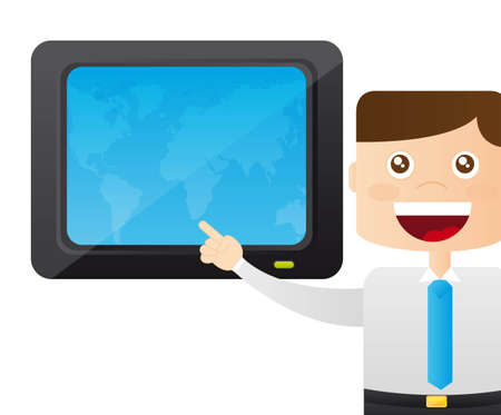 meteorologist with map cartoon over white background vector illustrationのイラスト素材