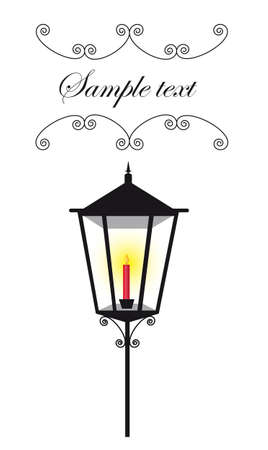 black lamp street with red candle and copy space. vectorのイラスト素材
