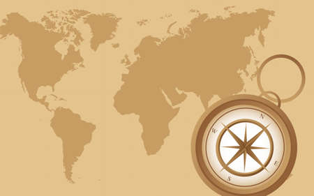 old compass on old map background. vector illustrationのイラスト素材