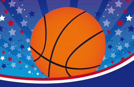 basketball over blue and red background. vector illustrationのイラスト素材