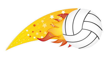 volleyball with fire isolated over white background. vector illustrationのイラスト素材
