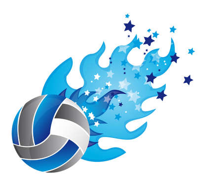 volleyball with fire and stars isolated. vector illustrationのイラスト素材