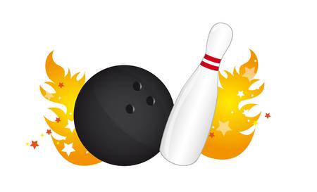 bowling pin with bowling ball over fire with stras vector のイラスト素材
