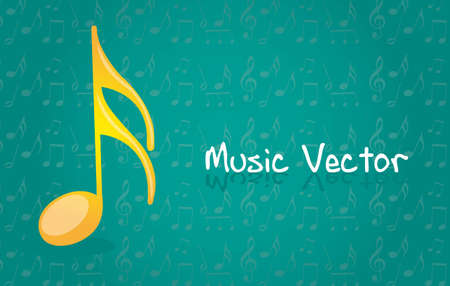 yellow music note over blue background. vector illustrationのイラスト素材