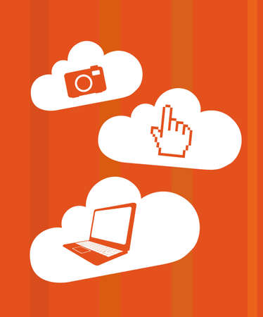 orange technology icons over clouds vector illustrationのイラスト素材