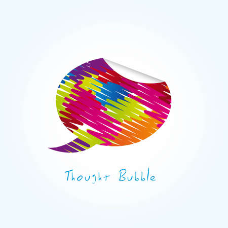 colorful thought bubble over blue background. vectorのイラスト素材