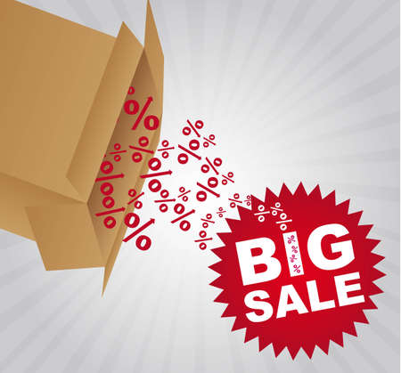 red big sale tag with box over gray background. vectorのイラスト素材