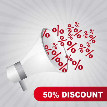 megaphone with red percent over gray background. vectorのイラスト素材