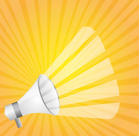 white megaphone over yellow background. vector illustrationのイラスト素材