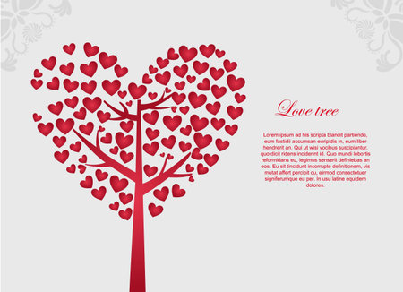 red love tree with space to insert text, vector illustrationのイラスト素材