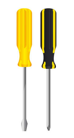 yellow and black screwdriver isolated over white background. vectorのイラスト素材