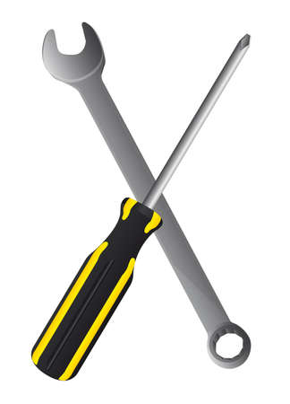 Screwdriver and Wrench  isolated over white background. vectorのイラスト素材