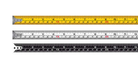 three tape measure isolated over white background. vector