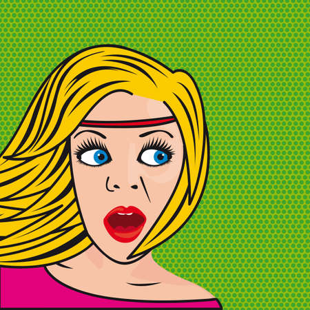 pop art woman over green background, pop art.のイラスト素材