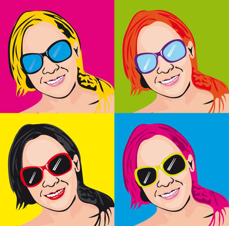 colorful pop art woman background. illustration のイラスト素材