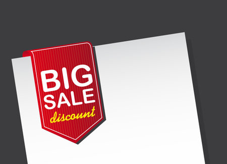 red big sale tag over white paper over black background. のイラスト素材