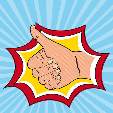 pop art good hand over thought bubble background.のイラスト素材