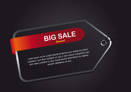 black tag over black background, big sale. illustrationのイラスト素材