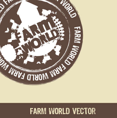 brown farm world stamp over beige background.のイラスト素材