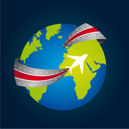 plane and plane over dark blue background. illustrationのイラスト素材