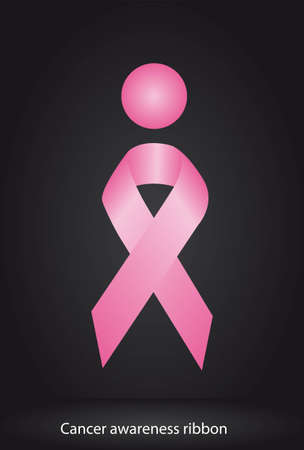 pink awareness ribbon over black background. illustrationのイラスト素材