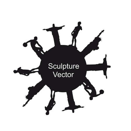black silhouette sculpture isolated over white background.のイラスト素材