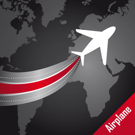 airplane over map over black background. illustrationのイラスト素材