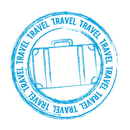 blue travel stamp isolated over white background.のイラスト素材