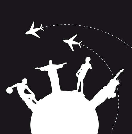 sillouette sculpture over black background.  illustrationのイラスト素材