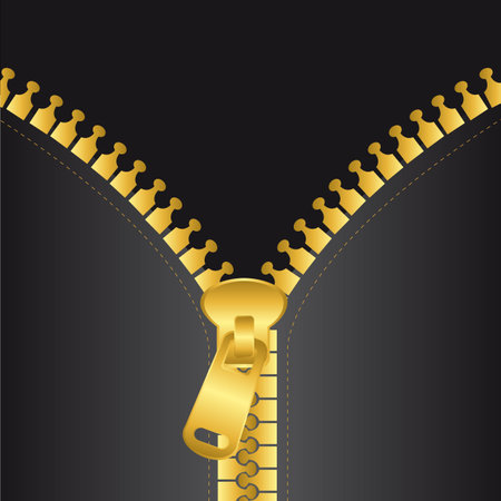 gold zip vector with black jacket, background. vector illustrationのイラスト素材