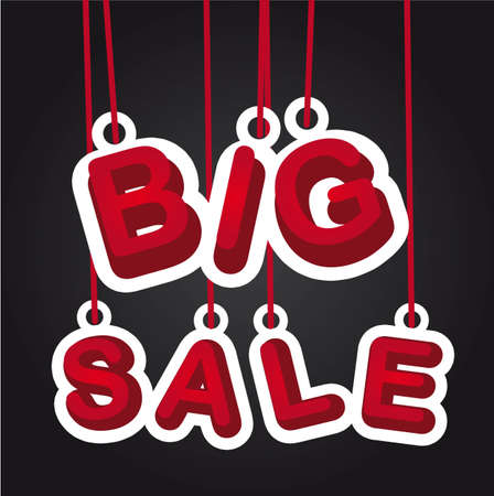 big sale hanging over black background. vector illustrationのイラスト素材