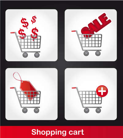 four shopping carts icons. vector illustrationのイラスト素材