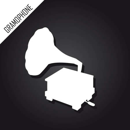 silhouette gramophone over black background. vectorのイラスト素材