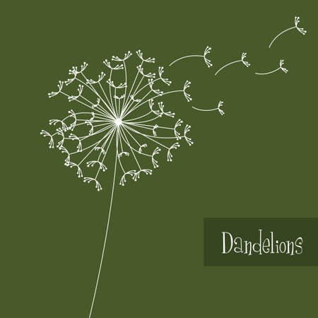 white dandelions over green background. vector illustrationのイラスト素材