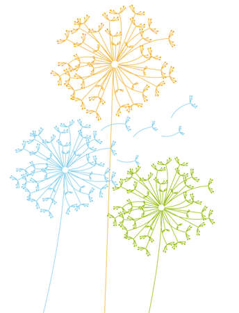 cute dandelions isolated over white background. vector illustrationのイラスト素材