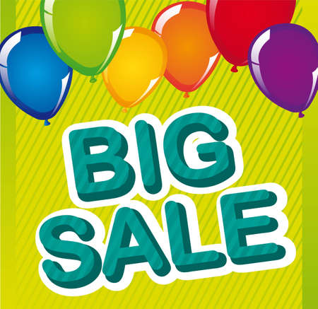 big sale with balloons over green background. vectorのイラスト素材