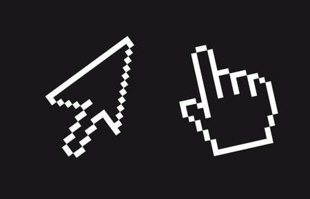 white cursor pointer and cursor hand isolated. vector illustrationのイラスト素材