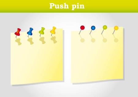 push pin over yellow paper. vector illustrationのイラスト素材