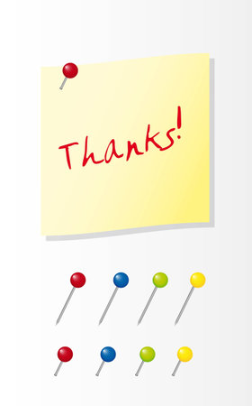 yellow paper with push pin collection. vector illustrationのイラスト素材